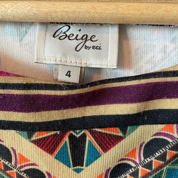 Intage Beige by eci geometric sleeved dress sz 4 - Picture 2 of 8